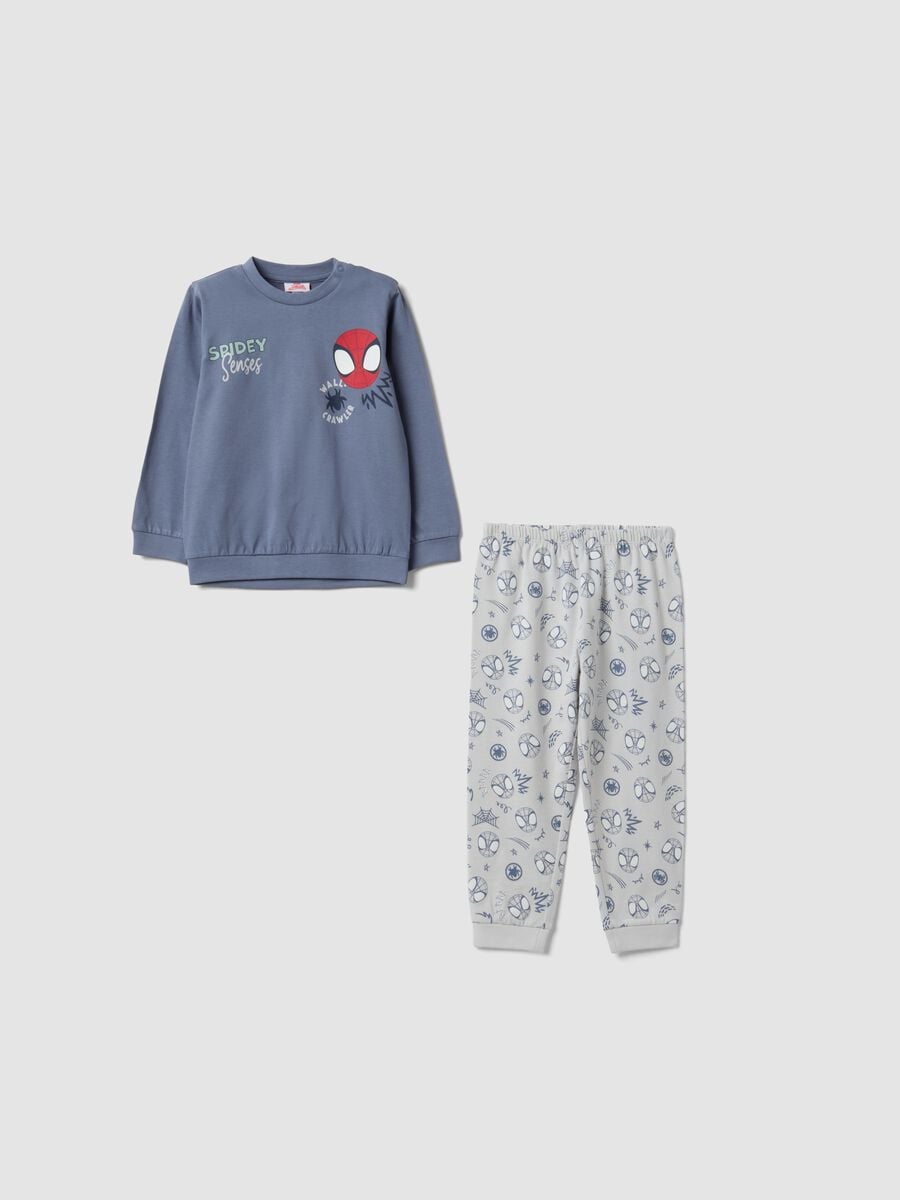 Grey MARVEL Spider-Man print organic cotton pyjamas for baby_0