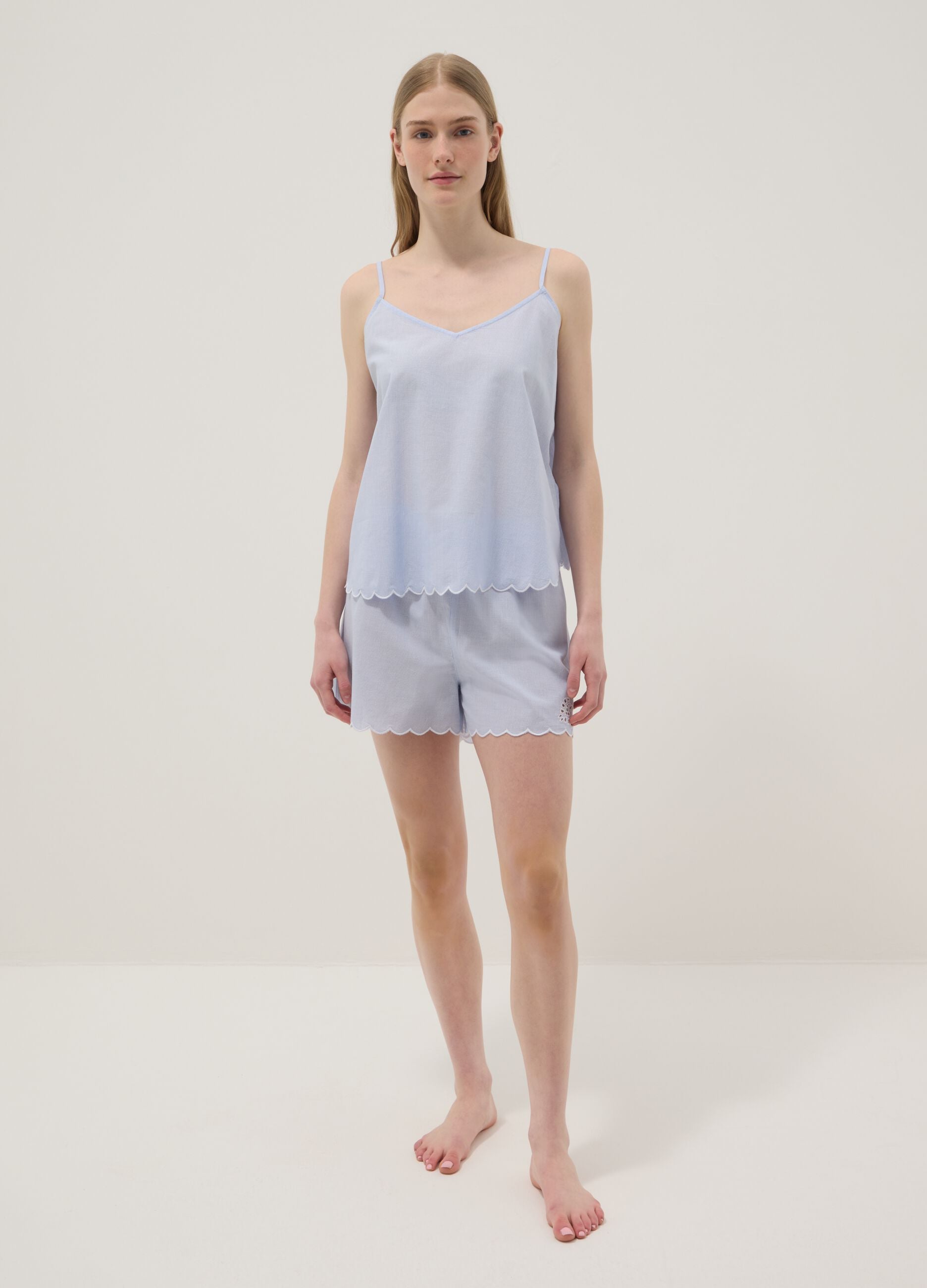 Light blue organic cotton pyjama shorts