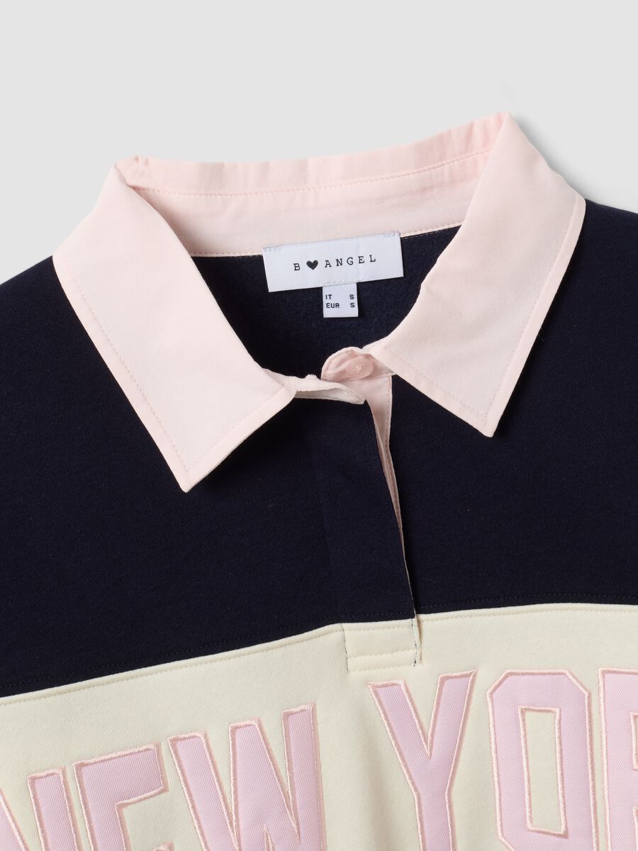 Blue striped cotton-blend sweatshirt with collar, relaxed fit_5