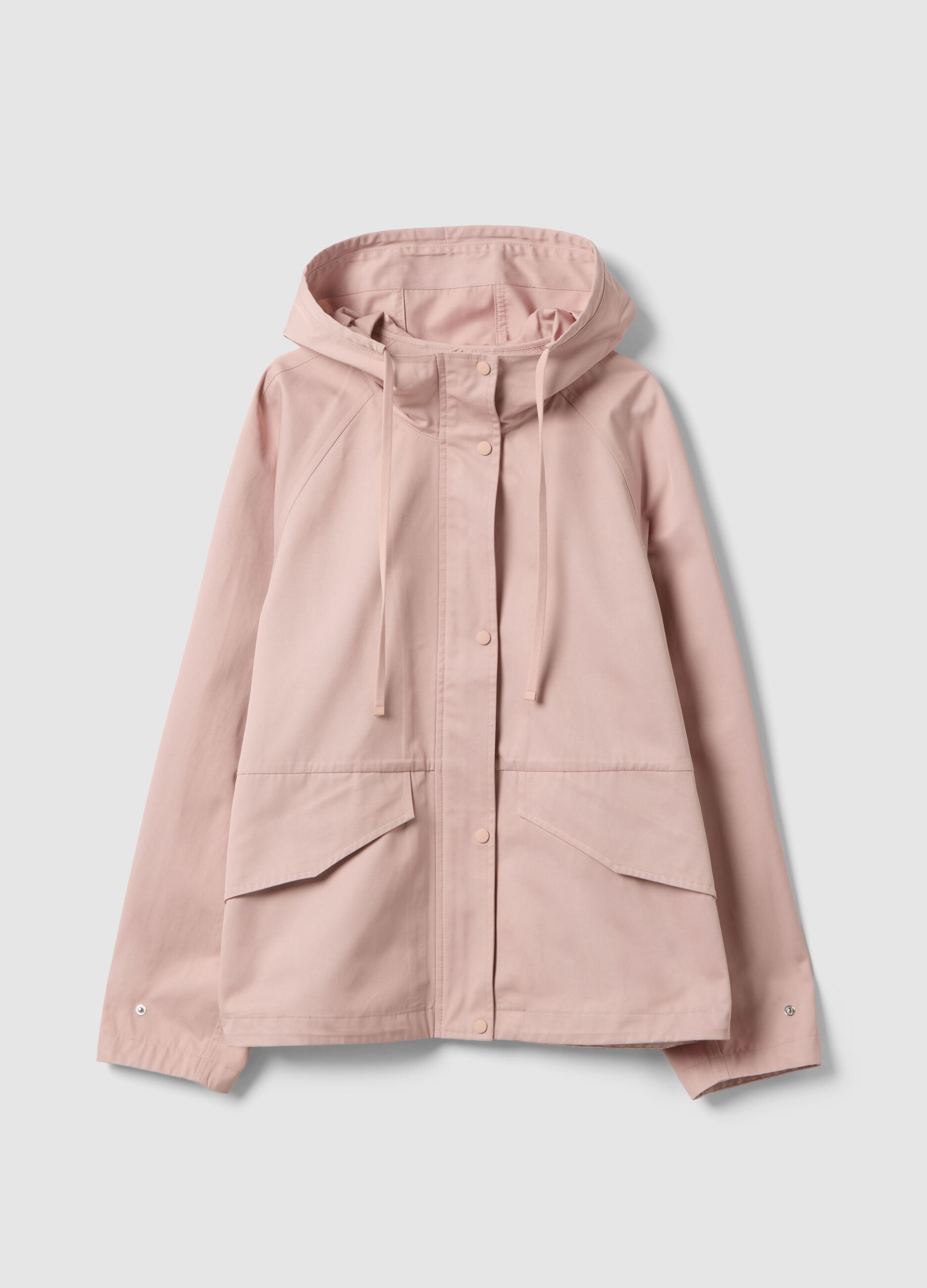 Pink Regular Fit Cotton Blend Jacket with Zip and Hood