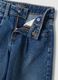 Blue wide-leg pure cotton jeans with patches for girls_2