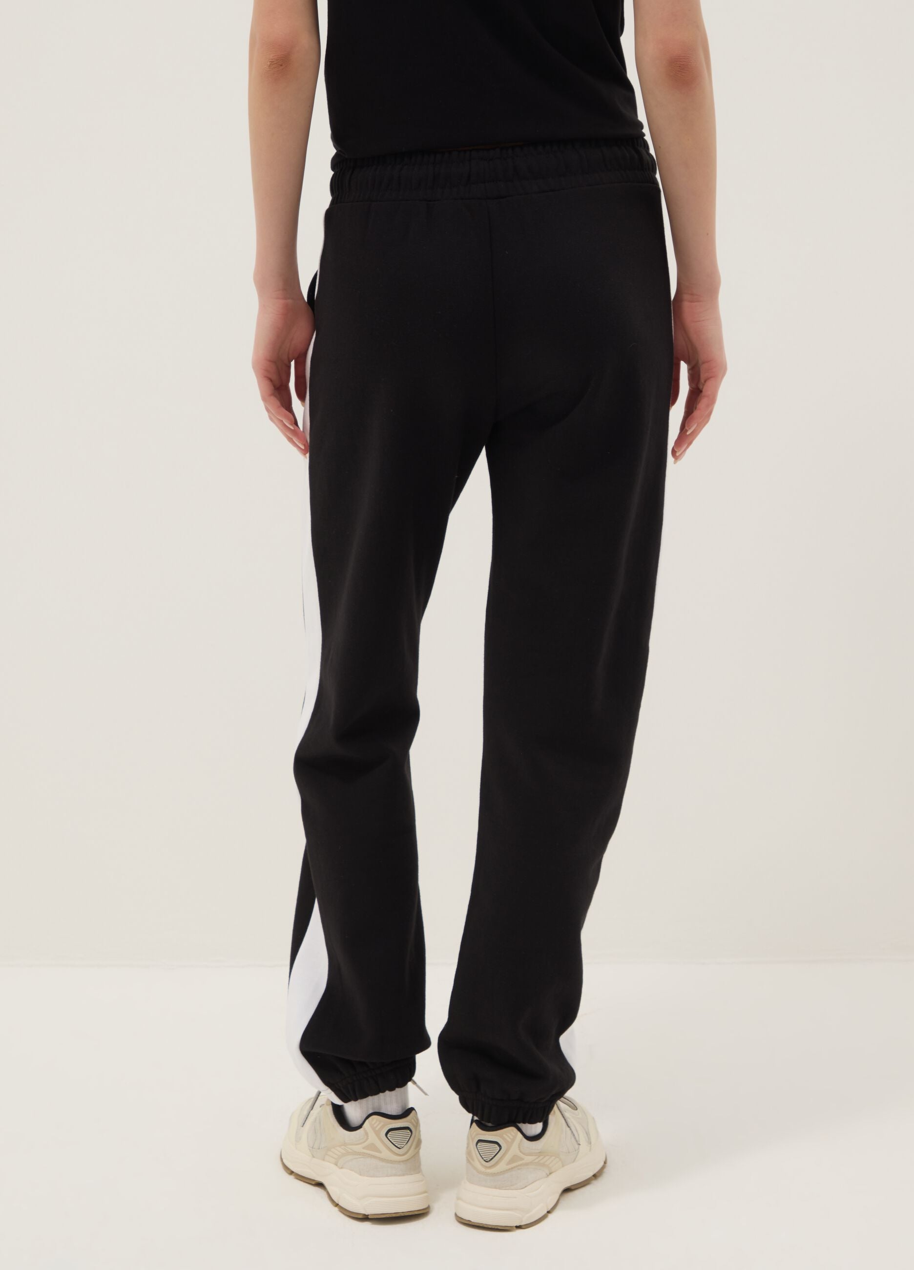 Multicolour striped cotton blend jogger trousers, regular fit with logo