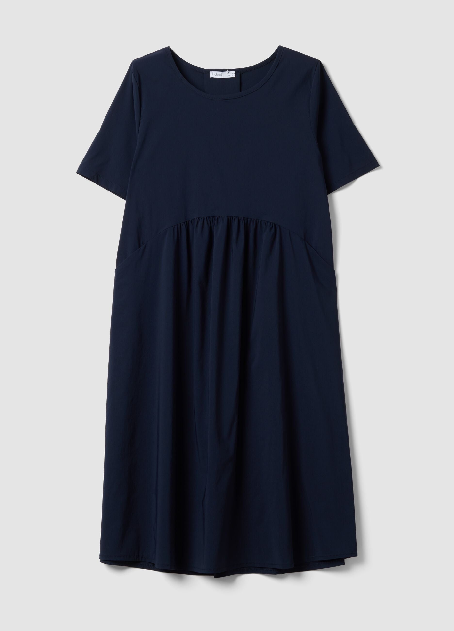 Blue midi dress in stretch viscose, regular fit