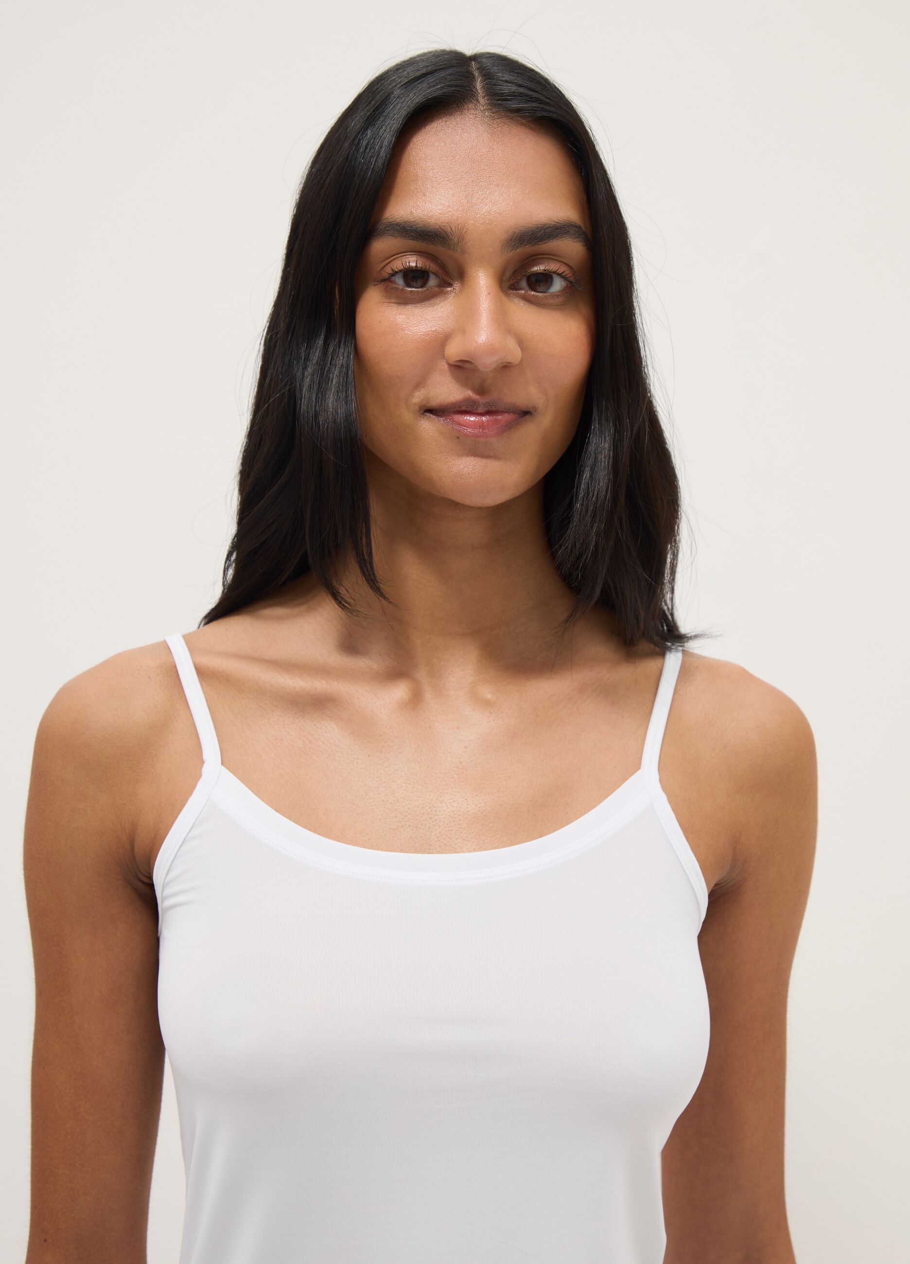 White regular fit tank top