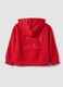 Red organic cotton hoodie with embroidered details, oversized fit, for boys_2