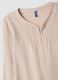Beige organic cotton-blend pyjamas with Henley neckline_1