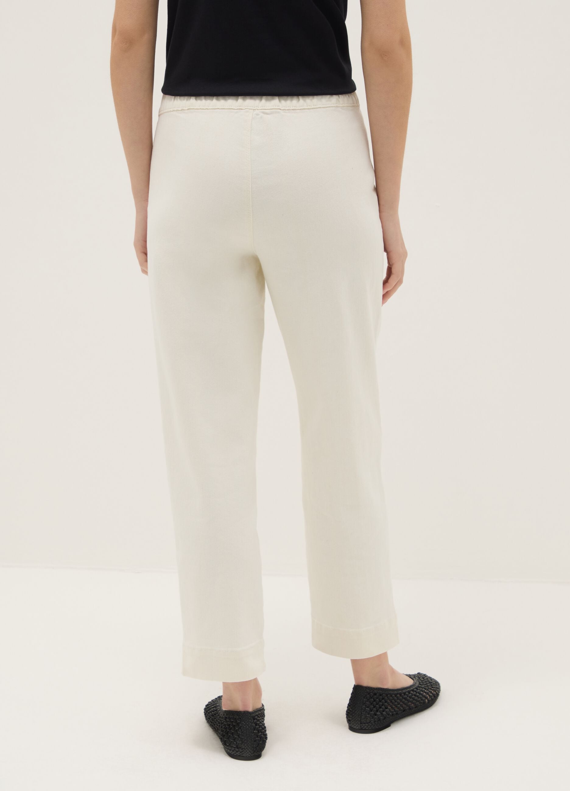 White Slim Fit Cotton Blend Chino Trousers