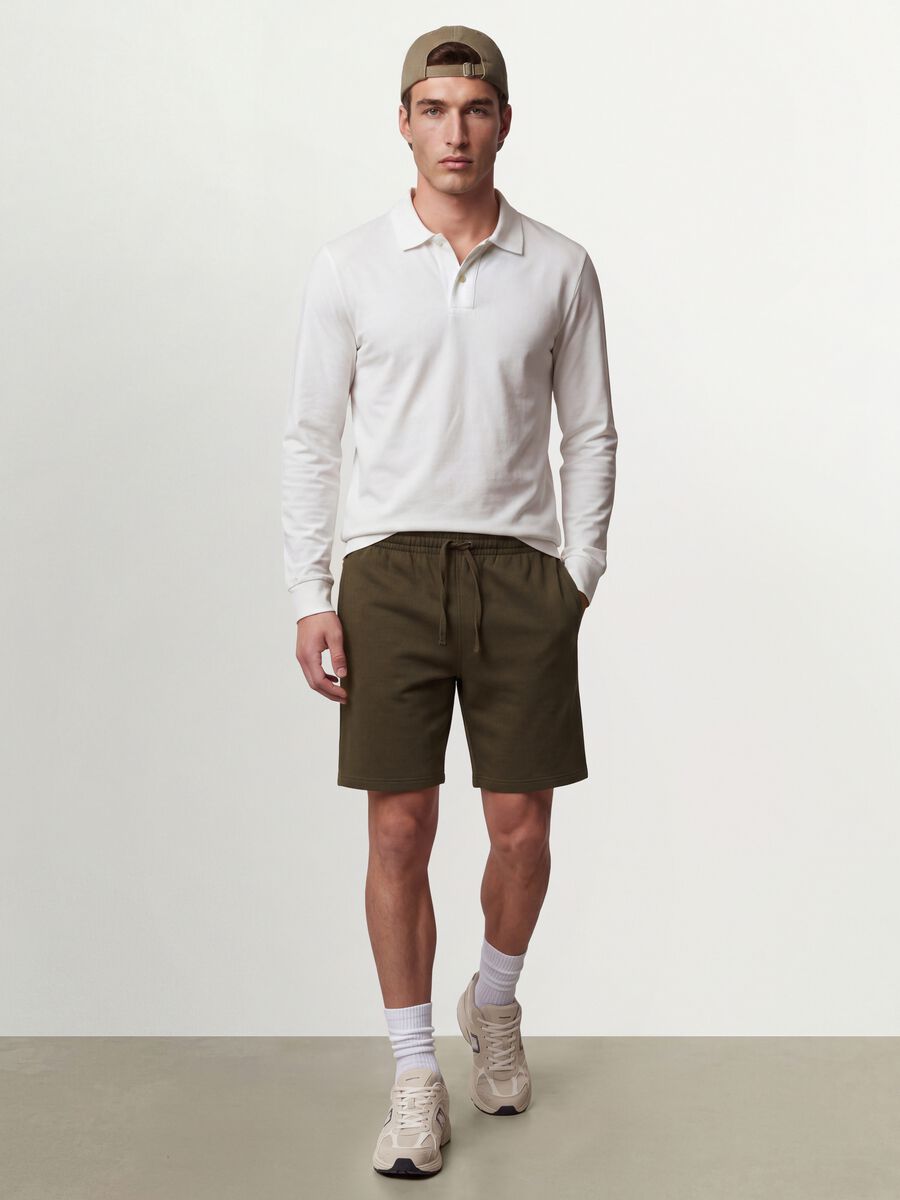 White long-sleeve polo in pure organic cotton piqu&eacute;, regular fit_1