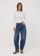 Dark blue pure cotton denim barrel-fit jeans_0