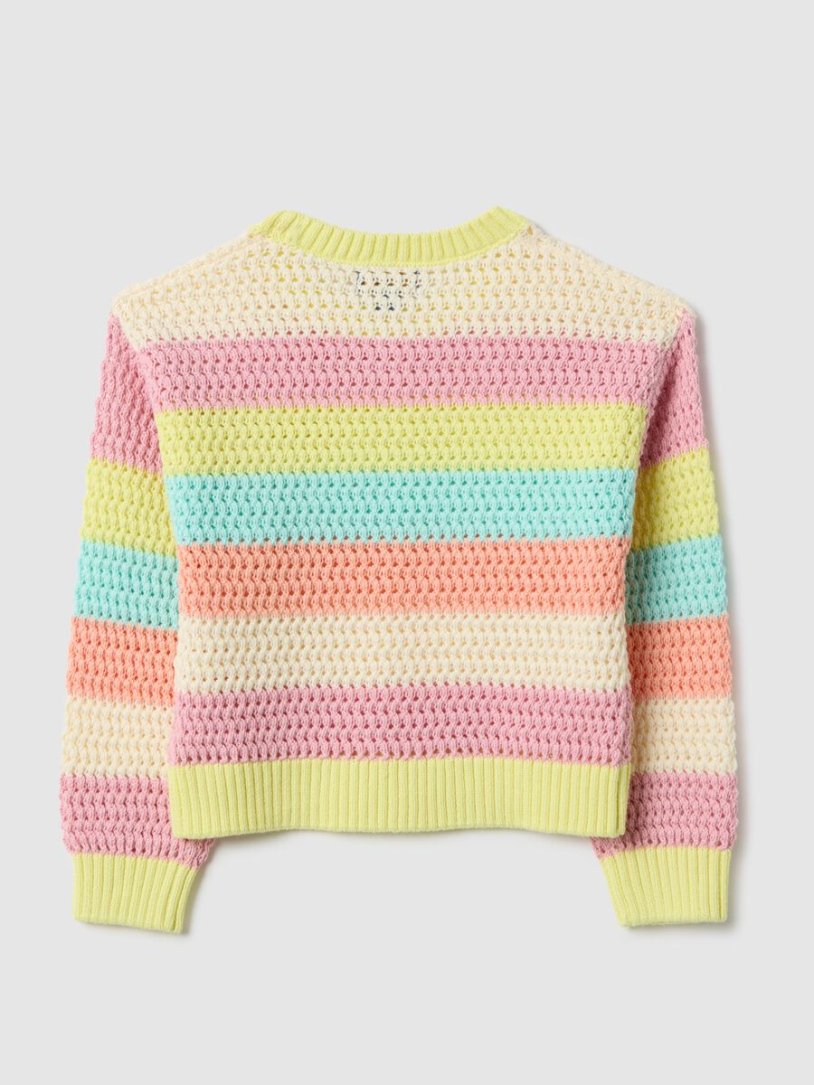 Girl's regular fit multicolour striped pure cotton jumper_1