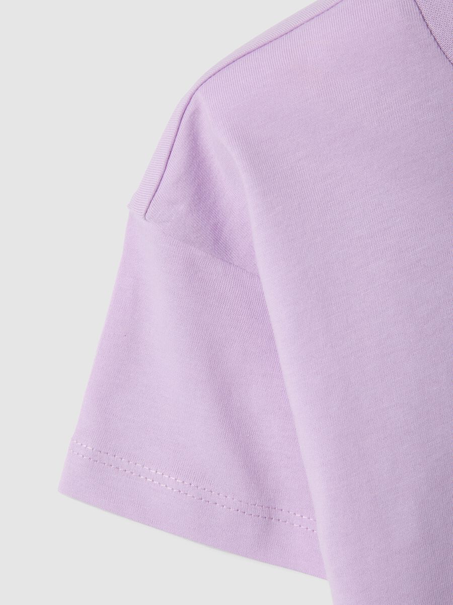 Girls' boxy fit purple pure cotton t-shirt with star_2