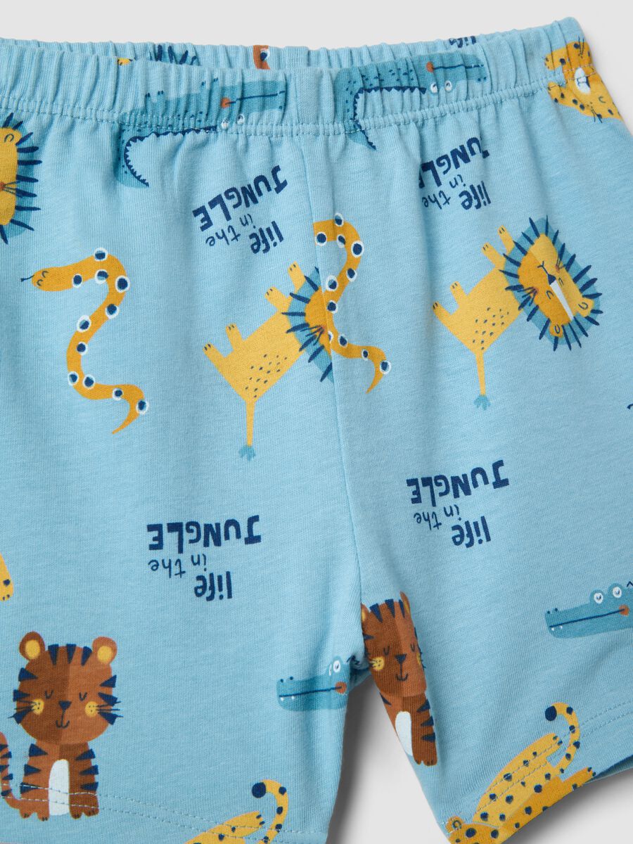 Light blue pure cotton baby pyjamas, regular fit, with animal print_3