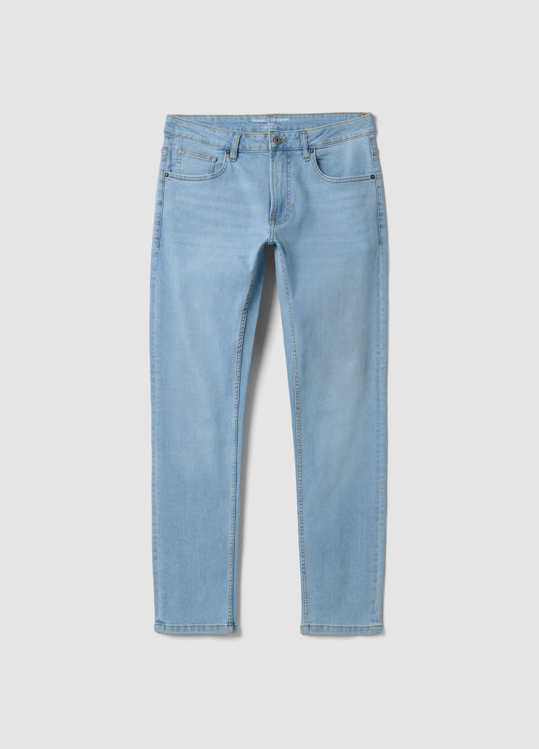 Light blue slim-fit stretch cotton jeans