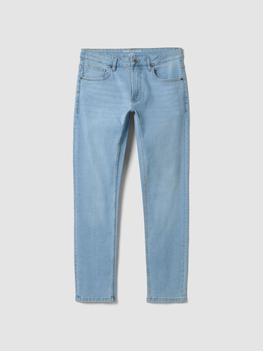 Light blue slim-fit stretch cotton jeans_0