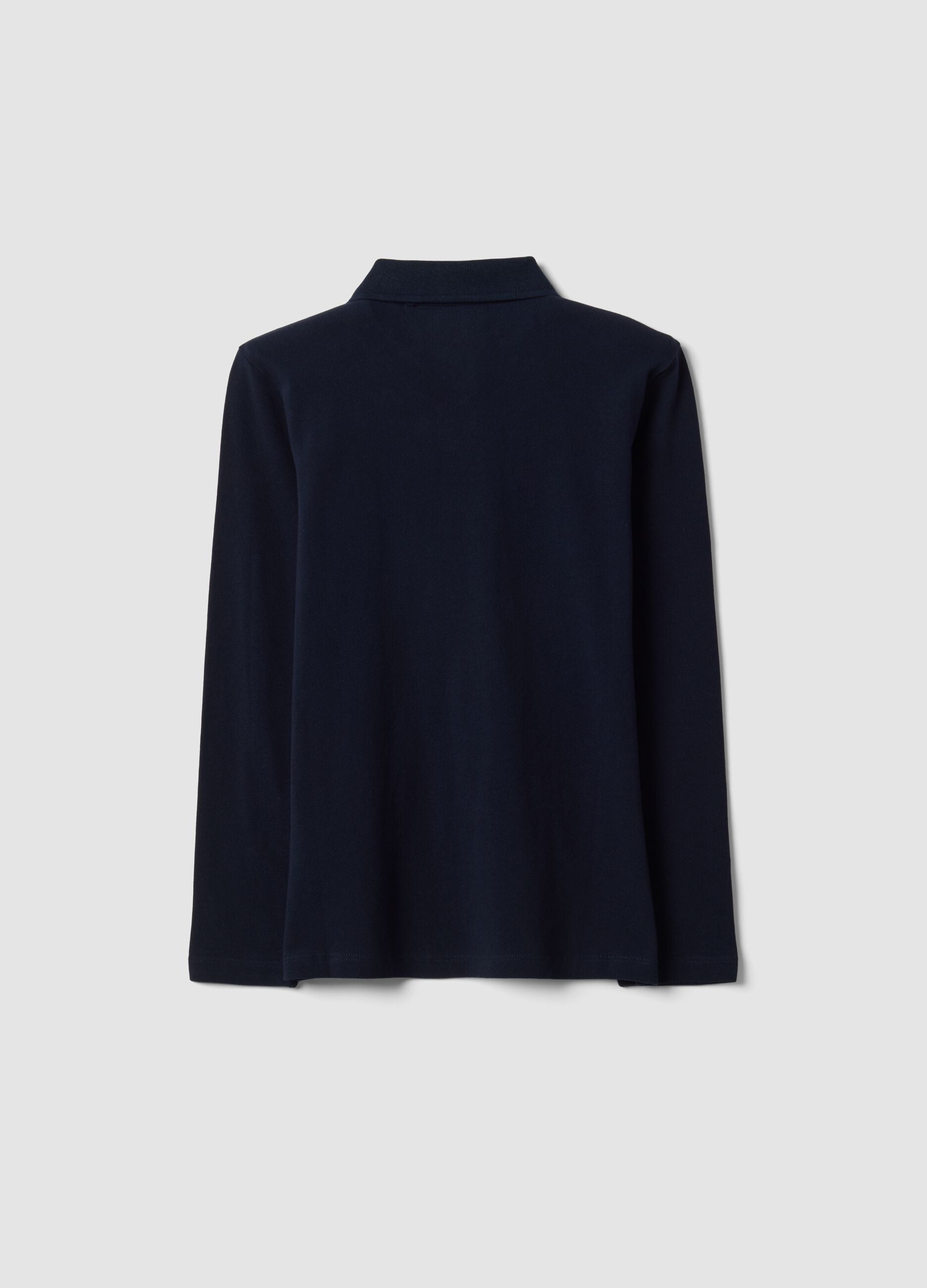Blue regular-fit polo shirt in organic cotton piqu&eacute; for boys