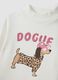 White pure organic cotton T-shirt with raised neck and puppy print_2