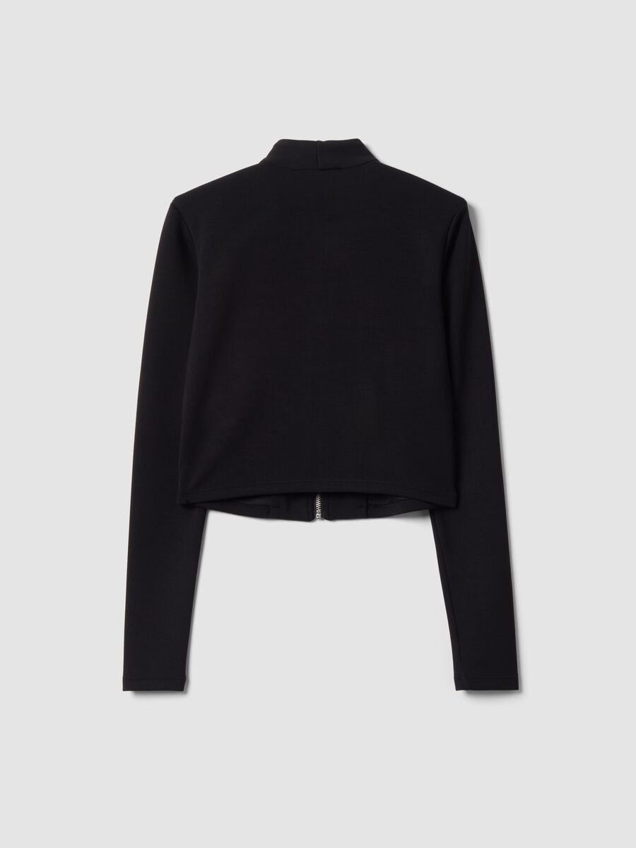 Black stretch modal sweatshirt with high neck_6