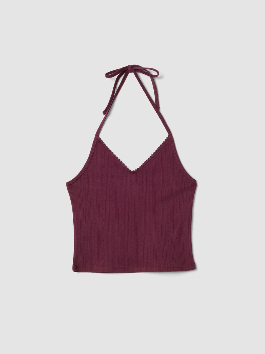 Purple ribbed pure cotton top_4