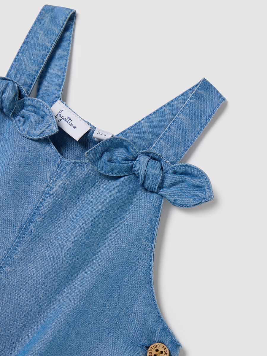 100% Lyocell denim baby girls&rsquo; pinafore with  regular fit and frills _2