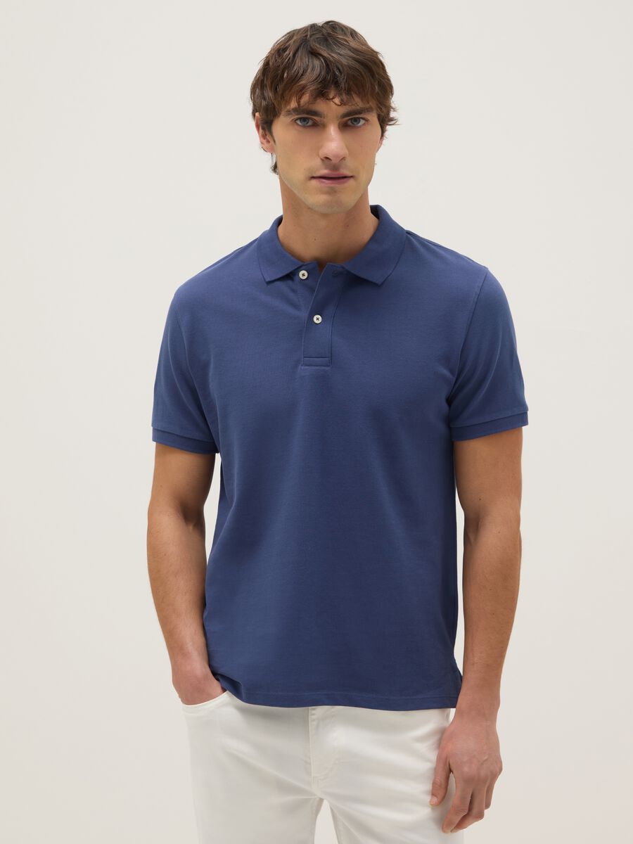 Blue pure cotton polo regular fit_1