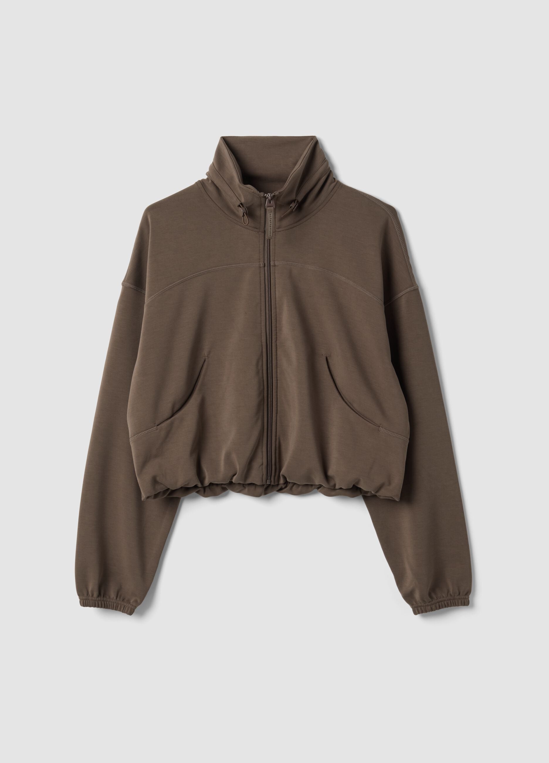 Green cropped soft-touch full-zip with stand-up collar ALTAVIA STUDIO
