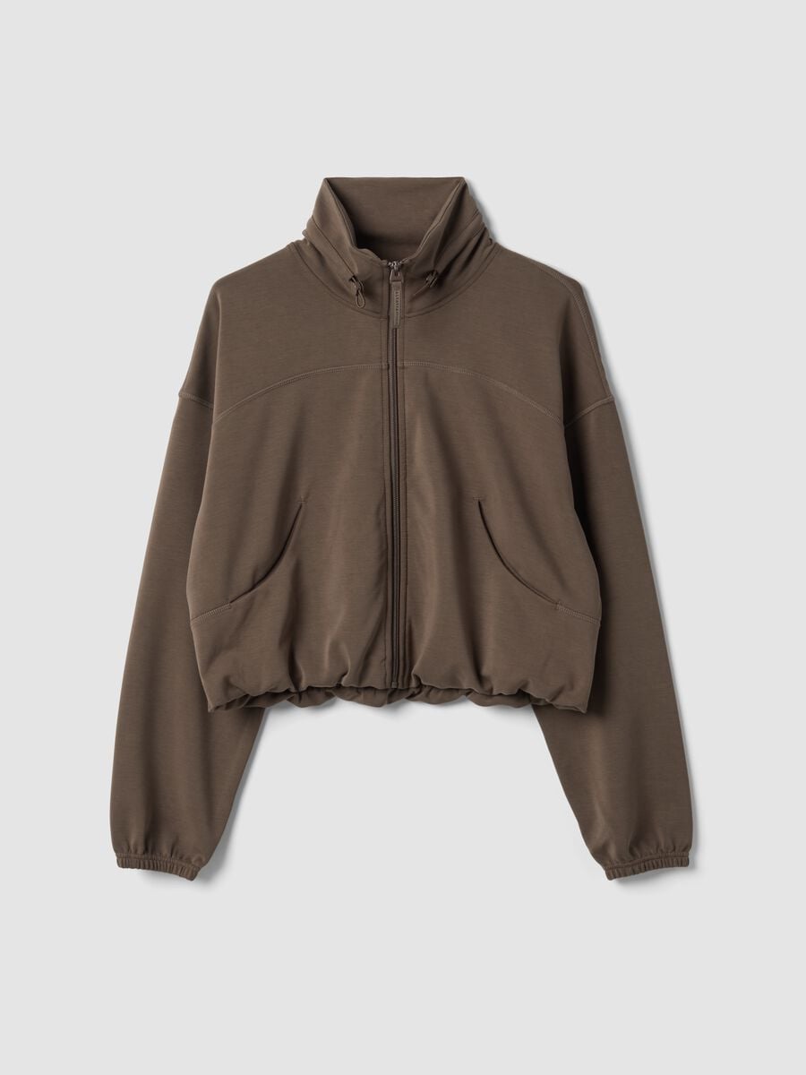 Full-zip verde corta in tessuto soft-touch con collo rialzato ALTAVIA STUDIO_5