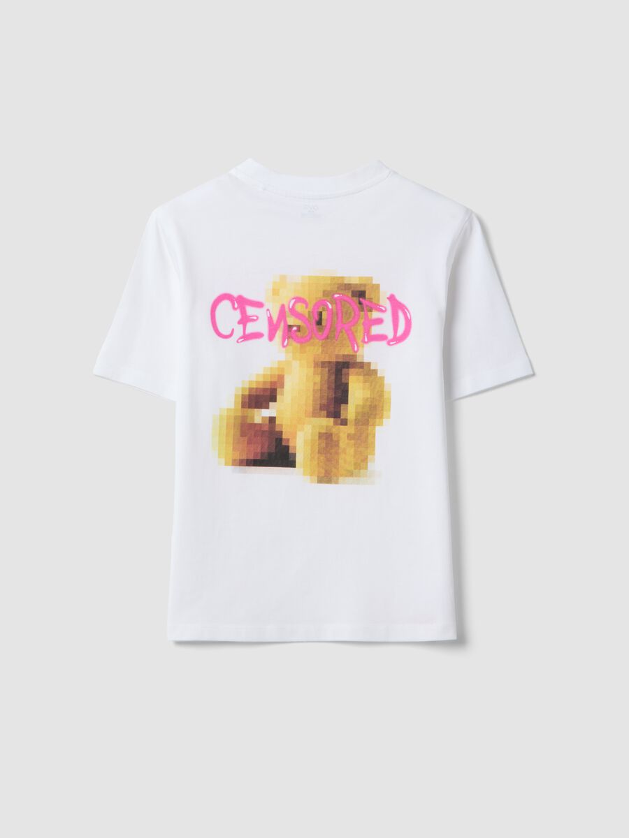 T-shirt in puro cotone bianca da ragazza oversize fit con scritta_4