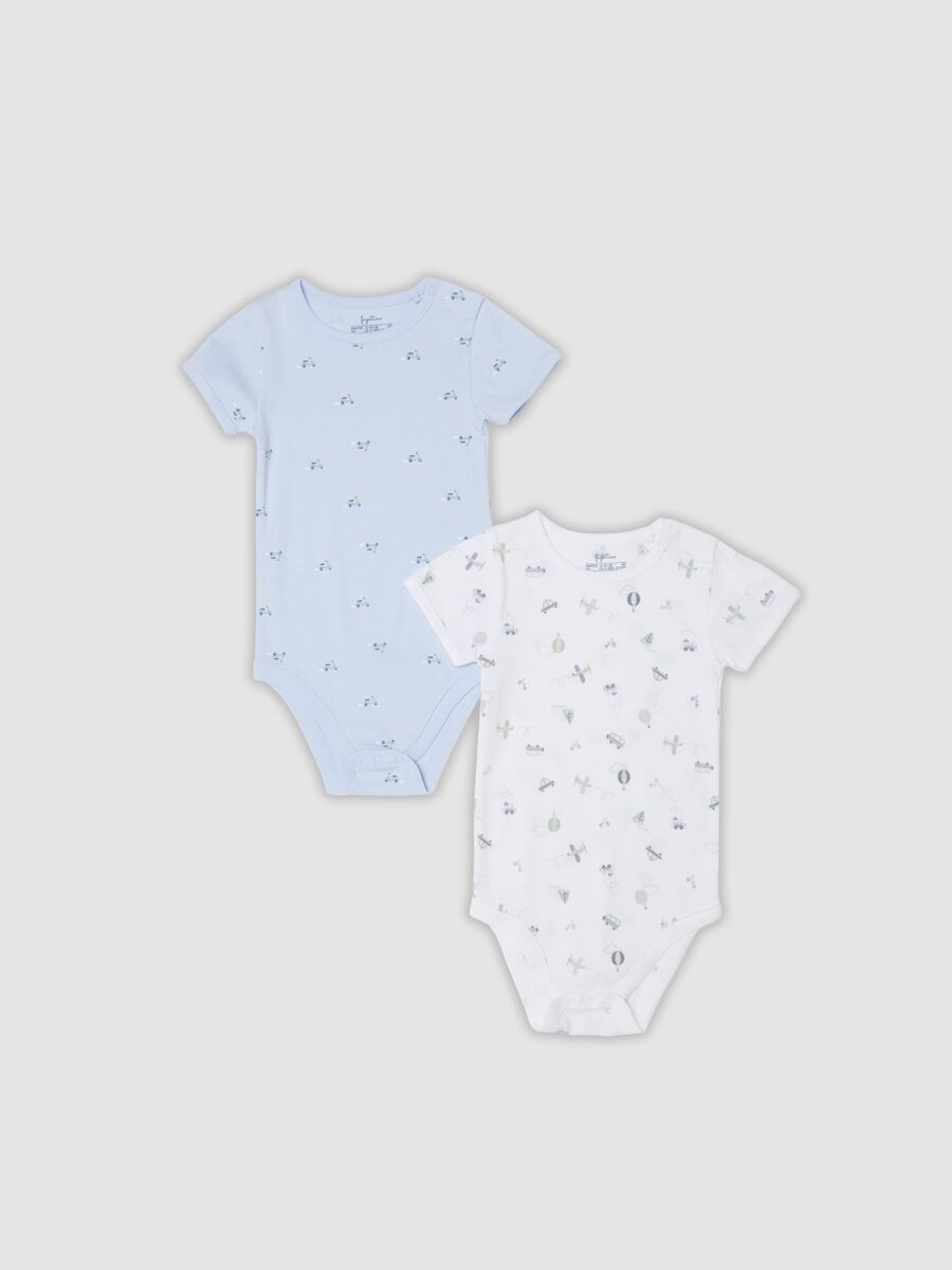Bipack di body azzurri e bianchi in cotone organico per neonati e bimbi_0