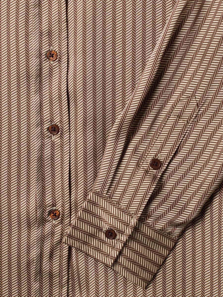 Beige patterned stretch shirt, regular fit_1