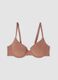 Brown padded stretch-fabric bra_0