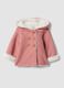 Pink hooded jacket in pure organic cotton for baby girl_0