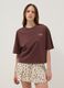 Brown pure cotton T-shirt with embroidered detail, boxy fit_2