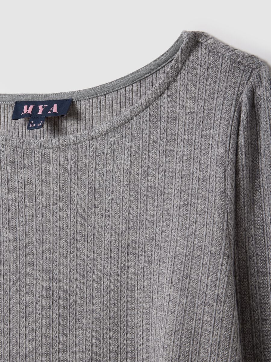Grey long-sleeve regular fit boat neck t-shirt_5