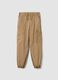 Brown stretch cotton cargo joggers_0