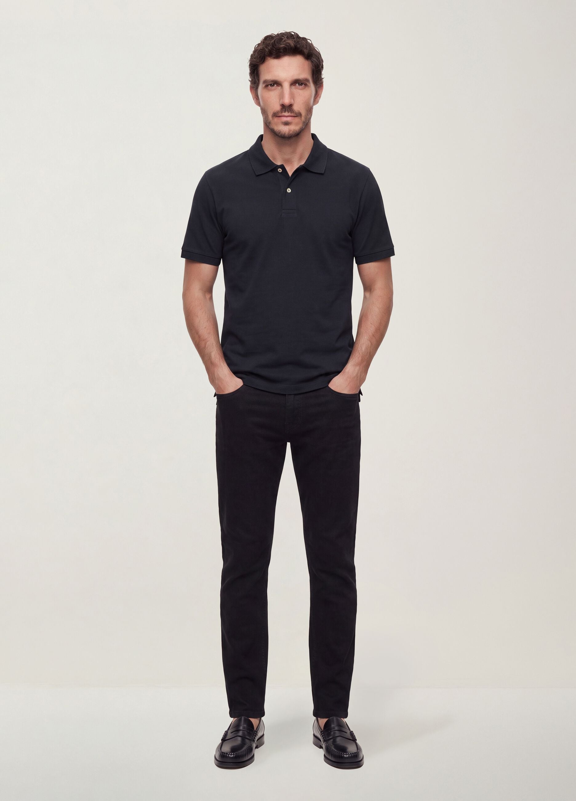 Black slim-fit stretch cotton jeans