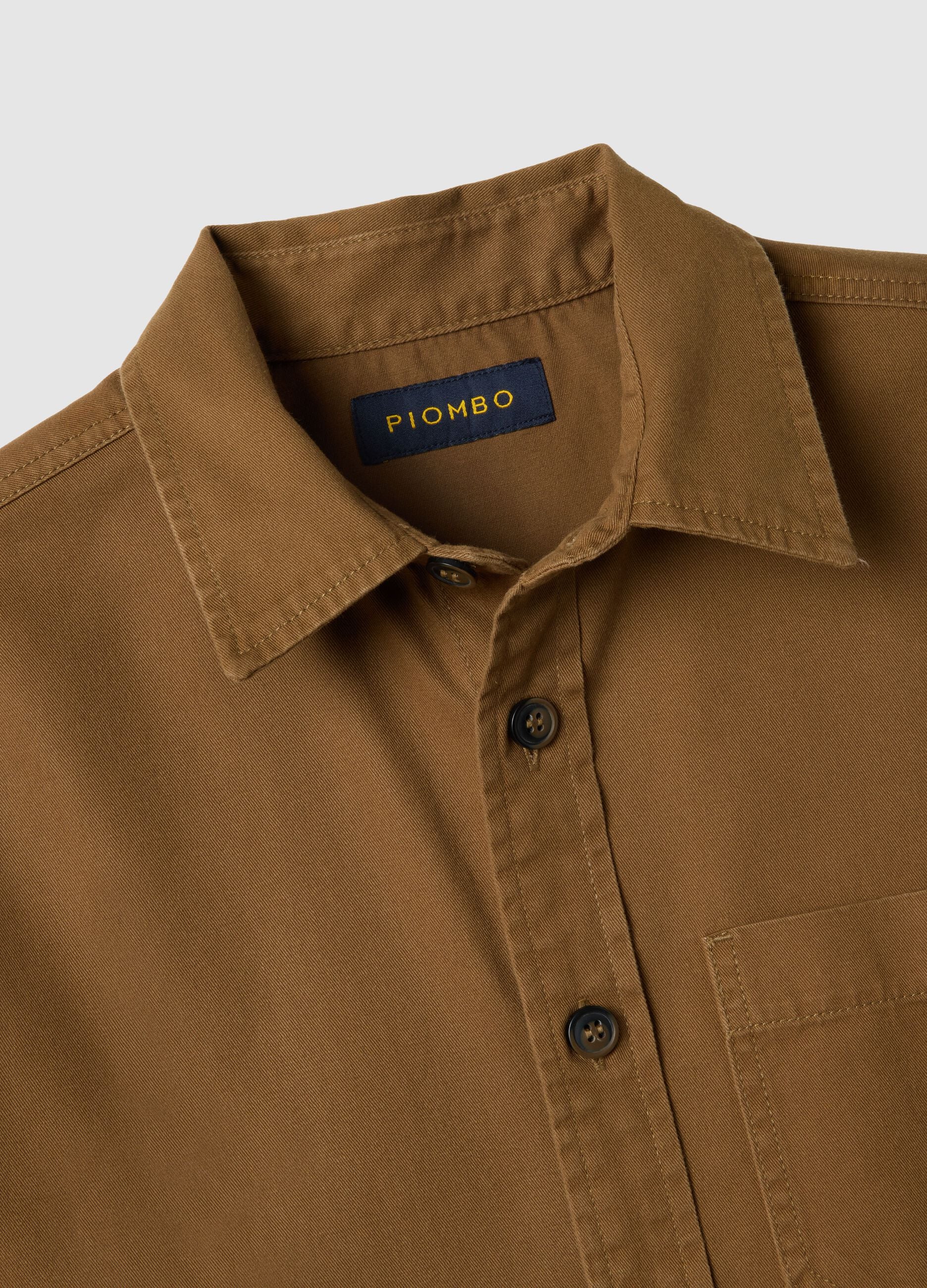 Brown pure cotton regular fit shirt