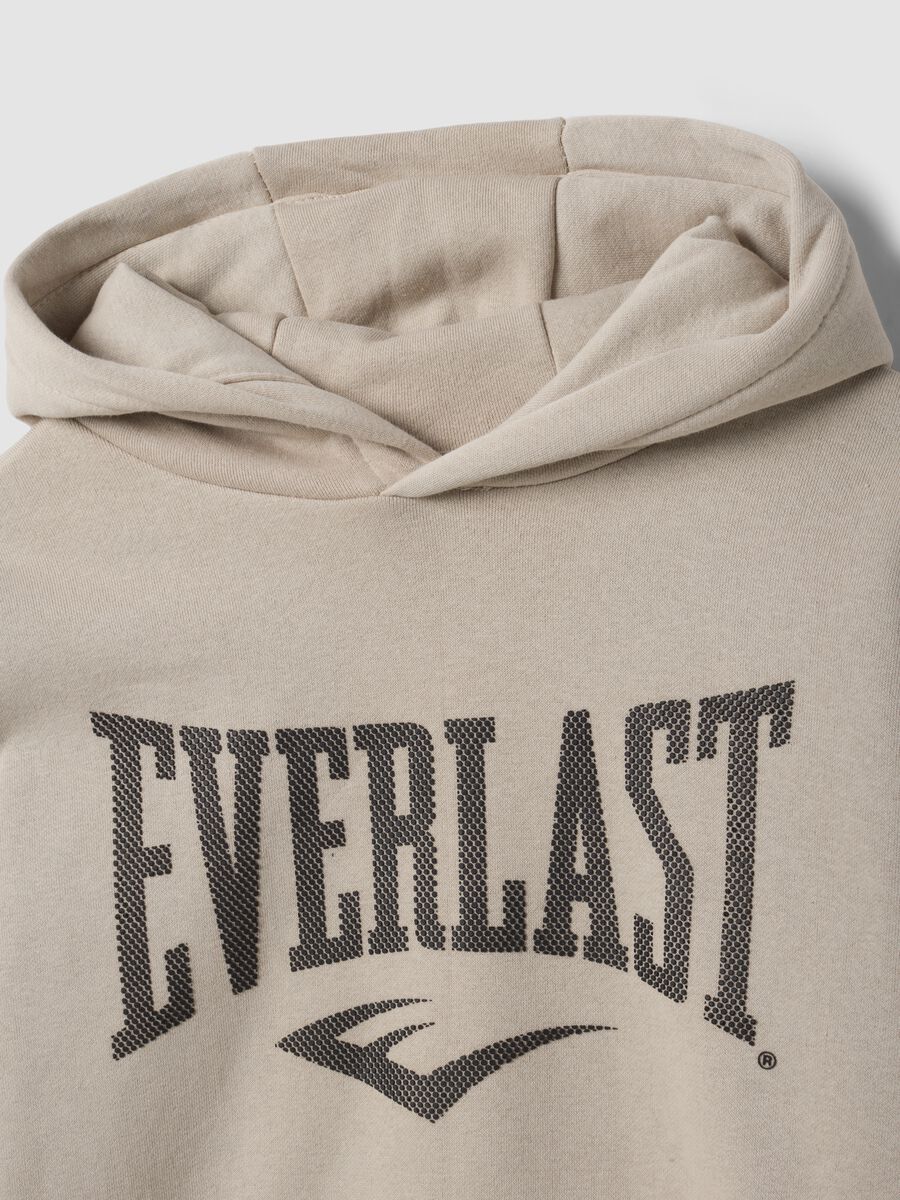Beige cotton-blend hoodie with logo for boys_4