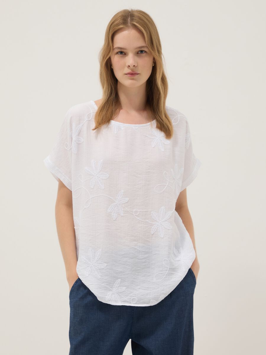 White viscose-blend blouse_0