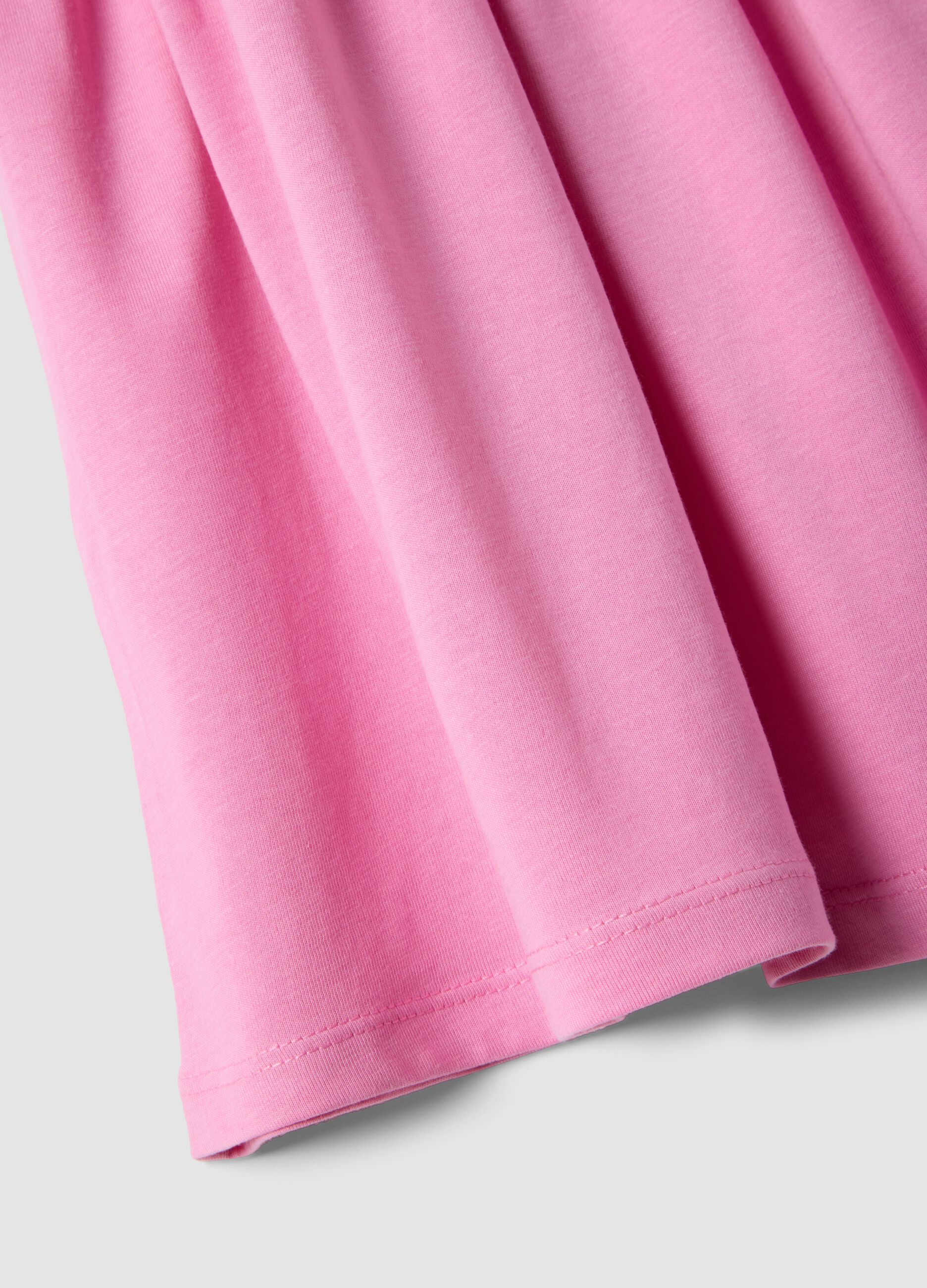 Girls' sleeveless pink pure cotton dress regular fit