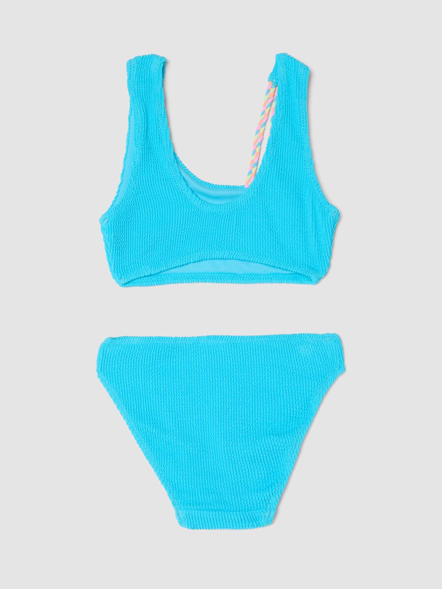 Blue bandeau bikini in stretch fabric_1