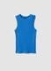 Blue fitted ribbed stretch-cotton tank top_4