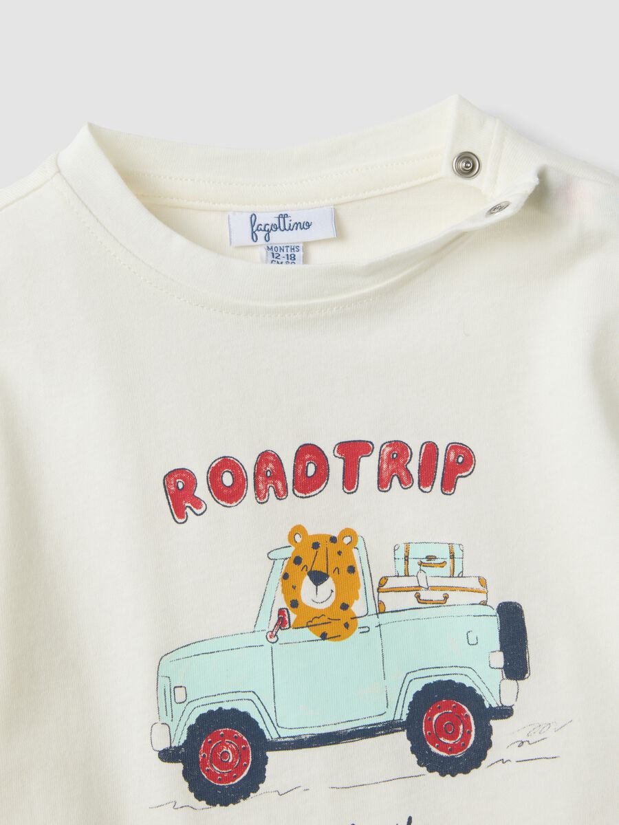 T-shirt bianca in puro cotone organico con stampa regular fit per bimbo_2