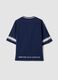 Blue pure cotton T-shirt with deep V-neck_2