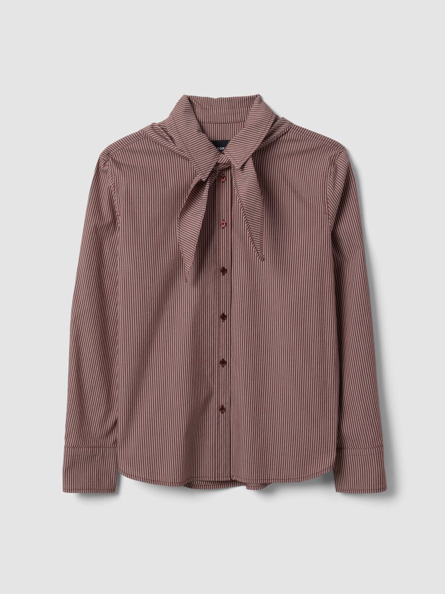 Multicolour stretch cotton shirt with scarf collar_4