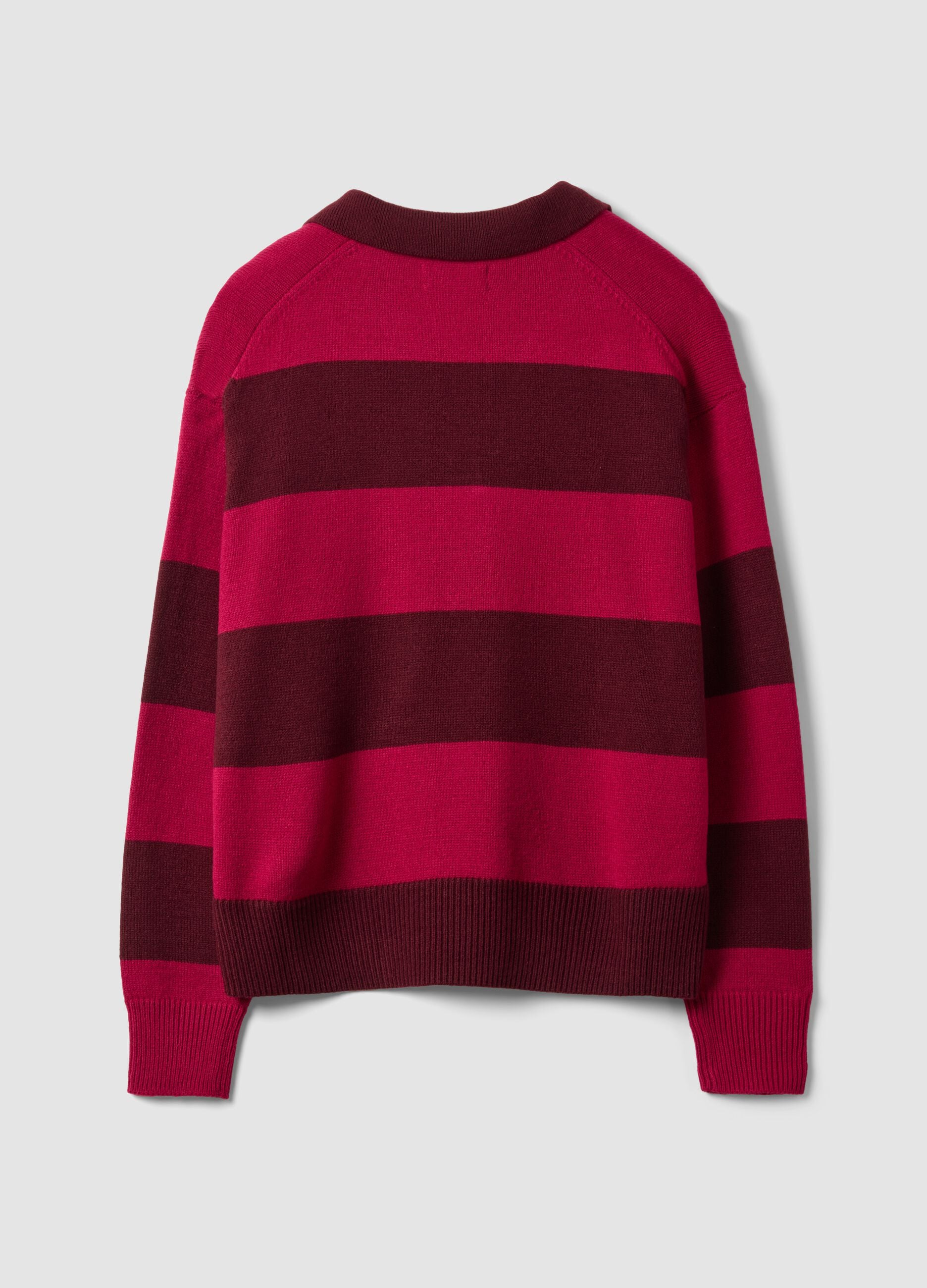 Red striped wool-blend polo collar jumper
