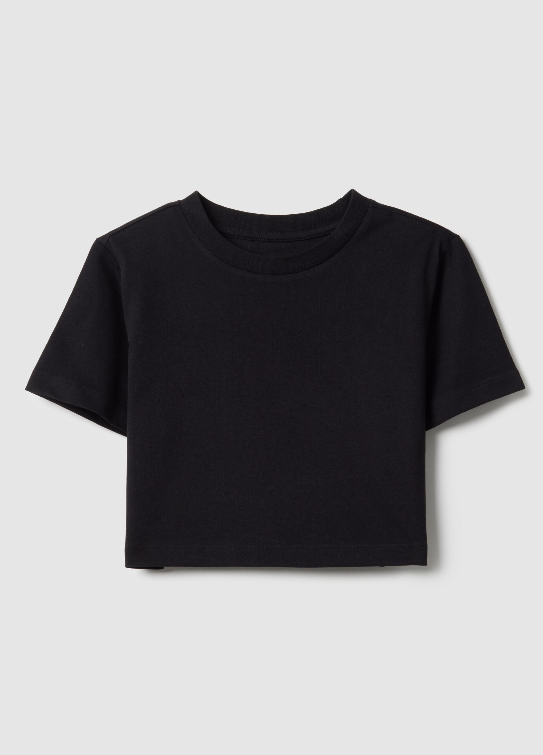 Girls' black pure cotton boxy fit t-shirt