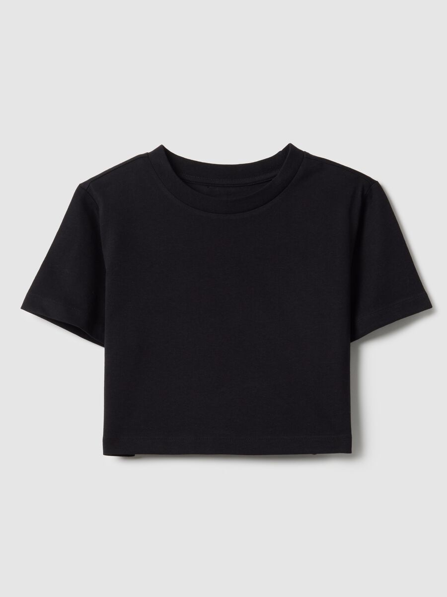 T-shirt in puro cotone nero da ragazza boxy fit_3