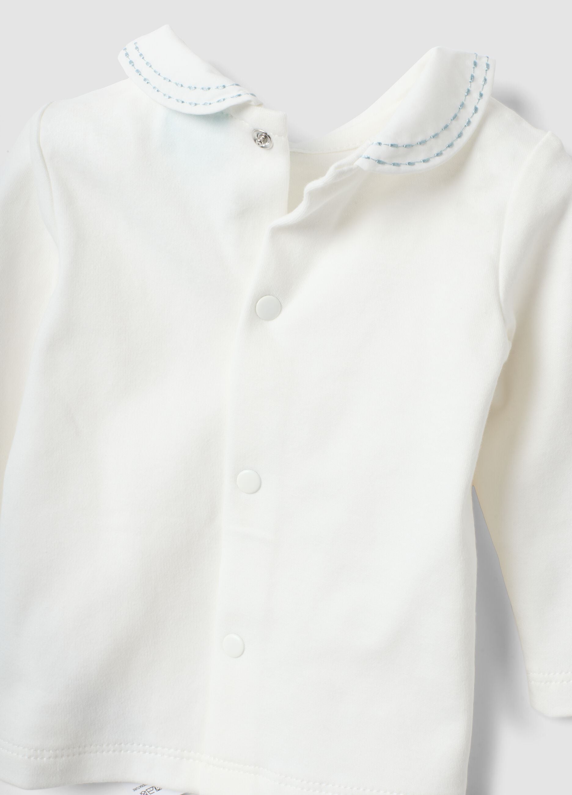 Blue and white organic cotton-blend set with Mickey embroidery for baby