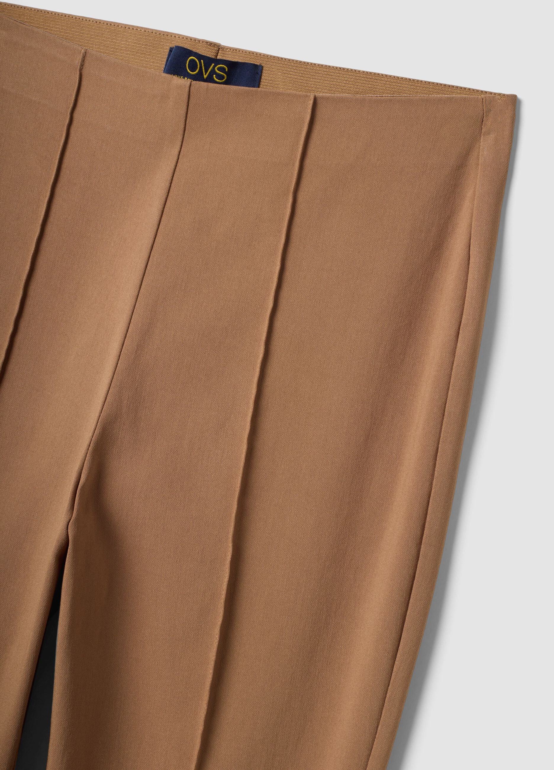 Brown stretch viscose slim-fit leggings