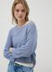 Light blue viscose and linen blend V-neck jumper_0